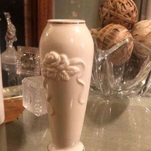 Lenox Ivory Vase hand painted with Rose Embellishment 5 1/2 “